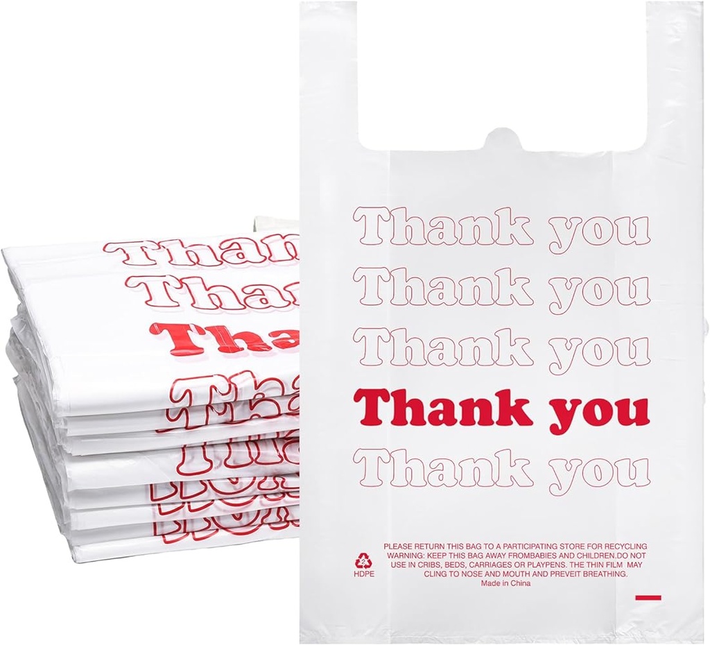 Jumbo Plastic Shopping Bag White Thank You 18 X 8 X32" 32