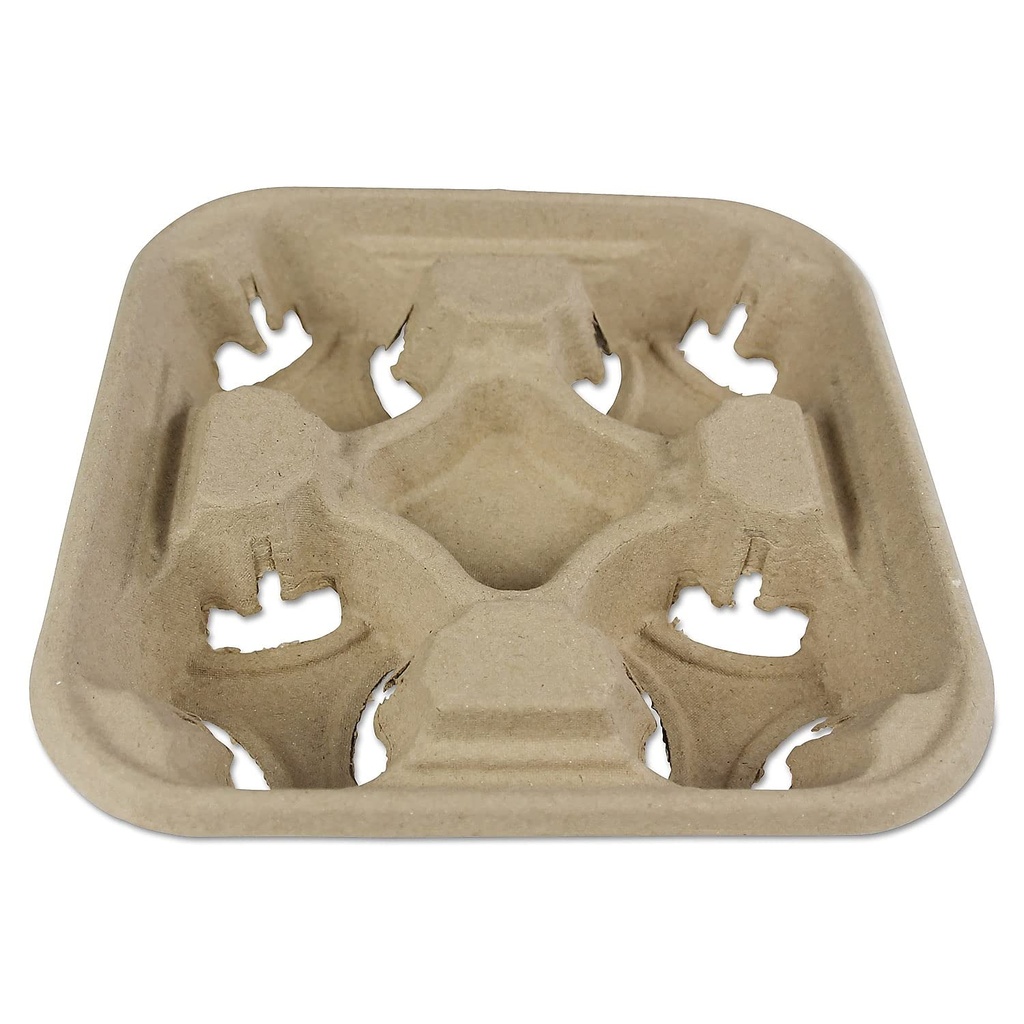 Molded Fiber Four Cups Drink Carriers For 8 - 32 Oz. cup