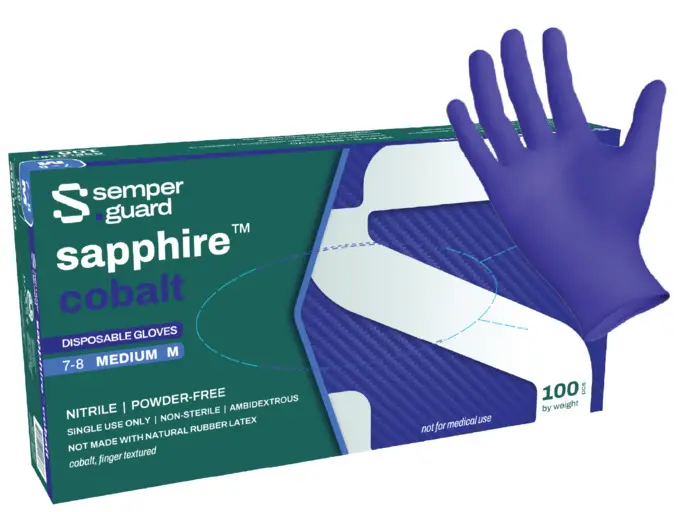 Sempermed Powder Free Blue Nitrile Glove Large