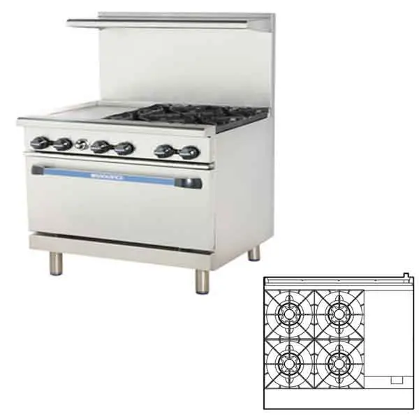 Turbo Air TARG-4B12G 36" Range with 12" Griddle