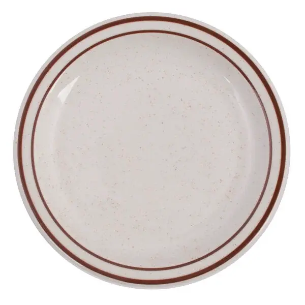 Tuxton TBS-007 White Plate With Brown Speckle