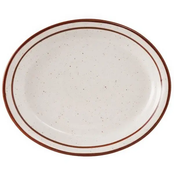 Tuxton TBS-012 Oval Plate With Brown Speckle