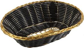 UPDATE BBV-97 9" x 6.5" Oval Black Woven Basket