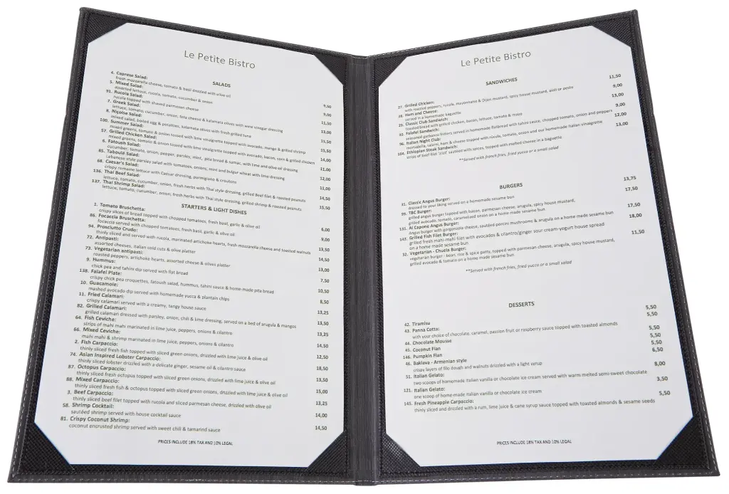 UPDATE MCV-2BK Double Fold Menu Cover Black