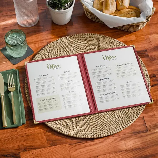 UPDATE MCV-2RD Double Fold Menu Cover Red