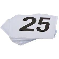UPDATE PTN4/1-25 Table Numbers 1-25