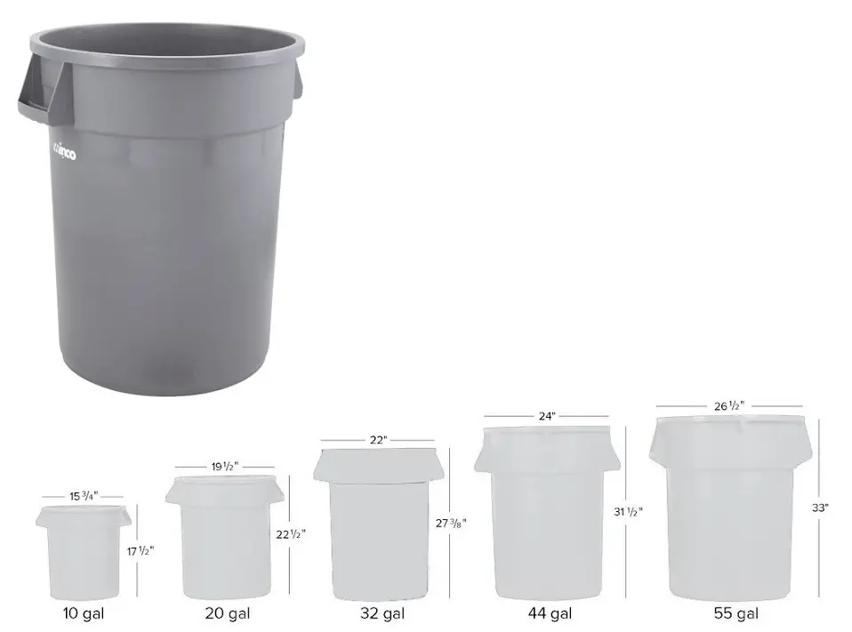 UPDATE TC-32G 32 Gallon Garbage Can Grey with Lid