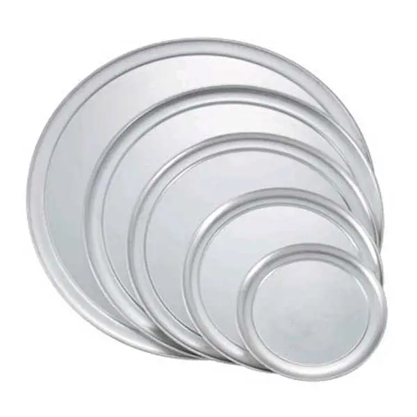 WINCO APZT-10 10" Aluminum Pizza Trays Wide Rim