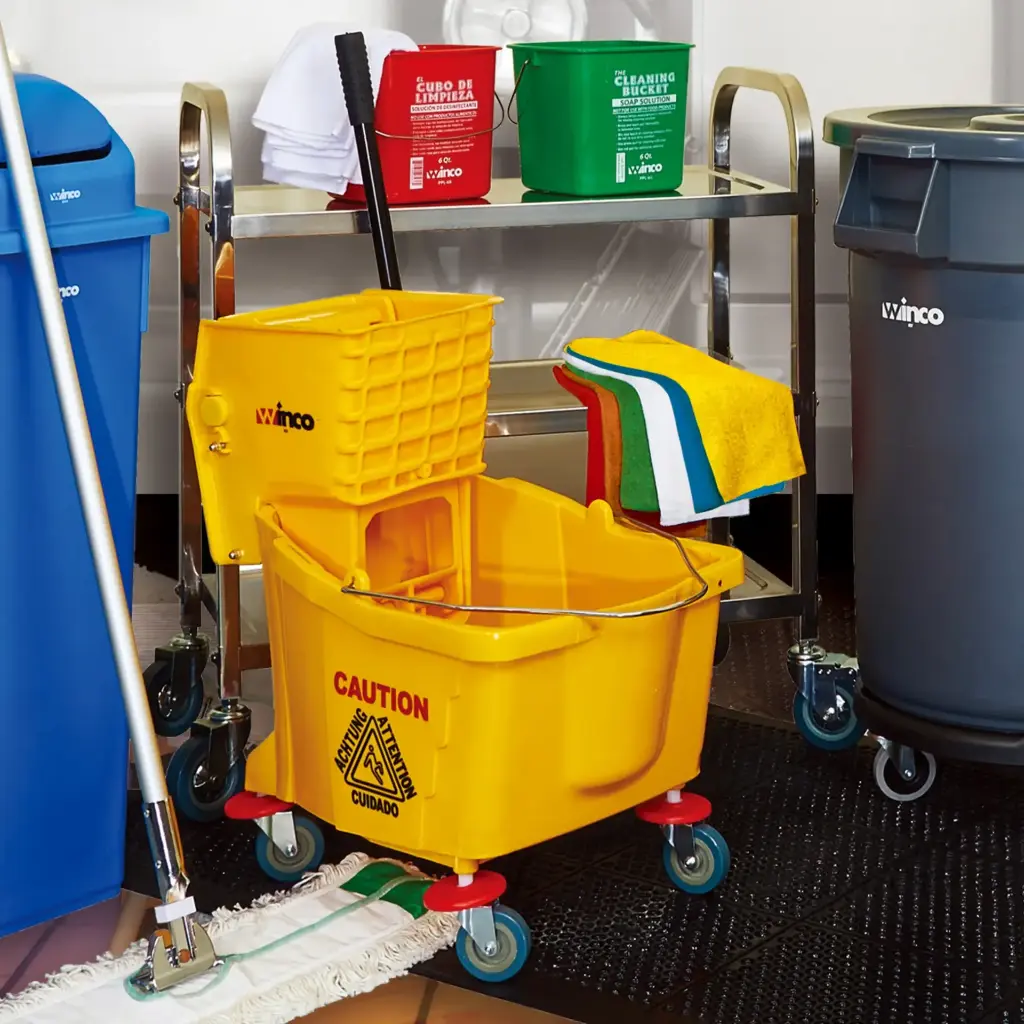 WINCO MPB-36 Yellow Mop Bucket with Wringer 36 Qt.