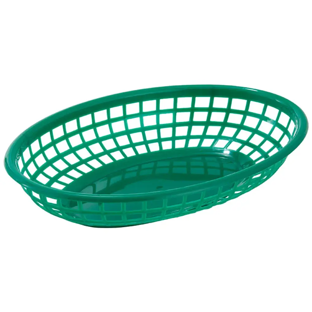 WINCO PFB-10G Oval Food Basket 9.5x5 GRN 12