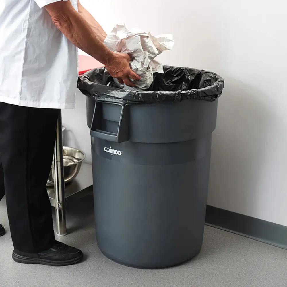WINCO PTC-44G Garbage Can 44 Gallon, Gray