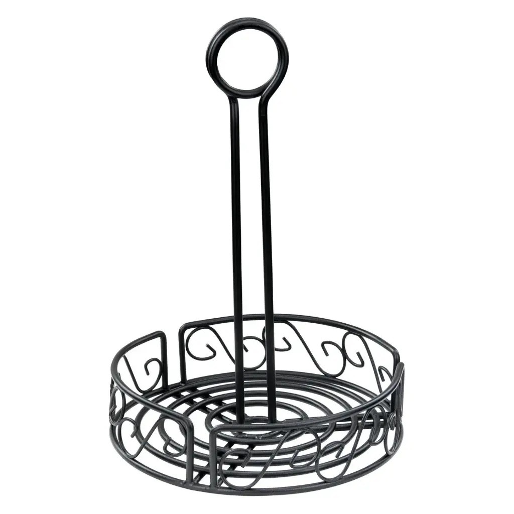 WINCO WBKH-6R 6.25" Round Condiment Caddy Black