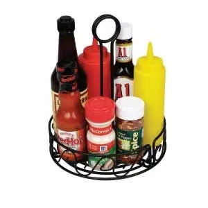 WINCO WBKH-6R 6.25" Round Condiment Caddy Black