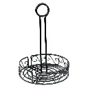 WINCO WBKH-6R 6.25" Round Condiment Caddy Black