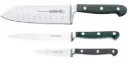 Mundial BP5000-3GE Santoku Hollow Edge, Utility Serrated and Paring Knives 3-Piece Starter Set Black
