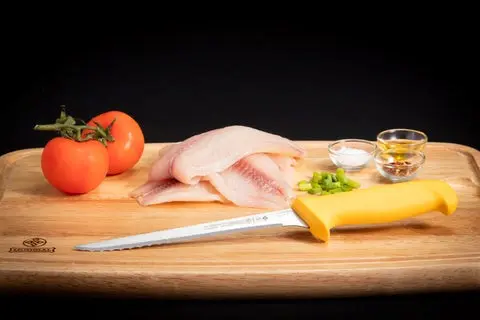 Mundial Y5514-8E Fish Fillet Knife Narrow Stiff Serrated 5500 Series 8 inches Yellow