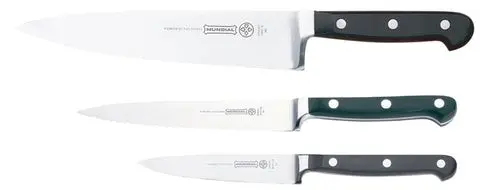 Mundial BP5000-3 Chef's, Utility Serrated and Paring Knives 3-Piece Starter Set Black
