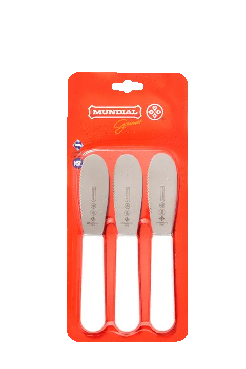 Mundial Sandwich Spreader Serrated Edge 5600 Series White 3.5 inches Set of 3