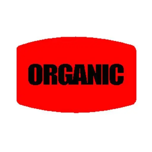 [3824] "ORGANIC" Printed Red Dayglo Label