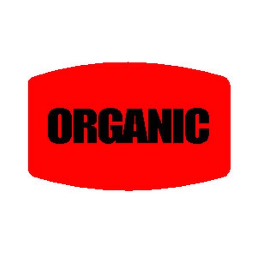 [3824] "ORGANIC" Printed Red Dayglo Label