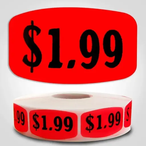 [5302] $1.99 Rectangular Label Sticker - Red