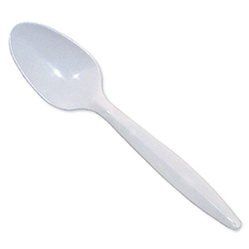 [4869] Medium Weight White Plastic Teaspoon