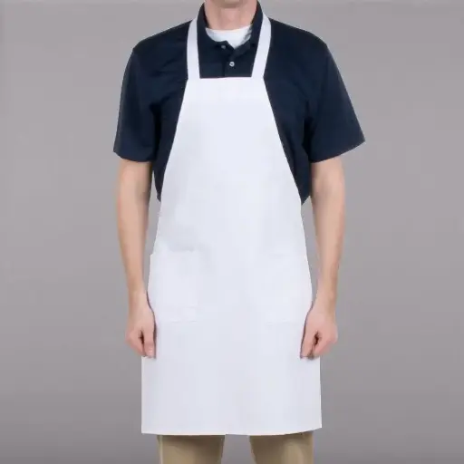 [4196] UPDATE BAP-WH Cotton Apron 33" x 28" White