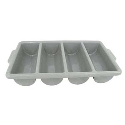 [1563] UPDATE CUT-4PPN Four-Compartment Grey Plastic Cutlery Box