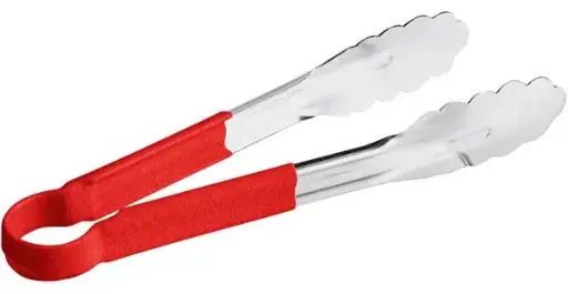 [4389] UPDATE TOPP-9RE 9" Tongs with Red Plastic Handle