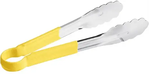 [4390] UPDATE TOPP-9YE 9" Tongs with Yellow Plastic Handle