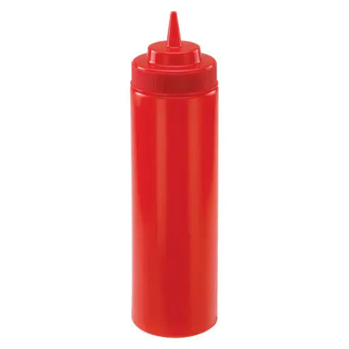 [6823] WINCO PSW-24R 24 Oz Red Wide Mouth Squeeze Bottle