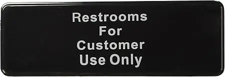 [4950] WINCO SGN-317 Restroom For Customer Sign 3" x 9" Black