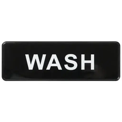 [6289] WINCO SGN-318 WASH Sign 3" x 9" Black