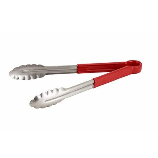 [4440] WINCO UT-9HP-R 9" Red Utility Tongs Coated