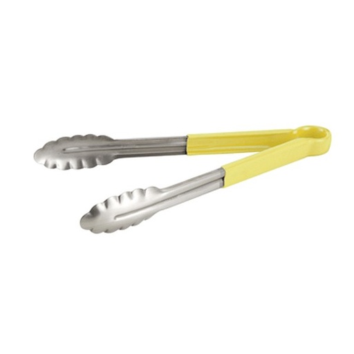 [4441] WINCO UT-9HP-Y 9" Yellow Stainless Utility Tongs