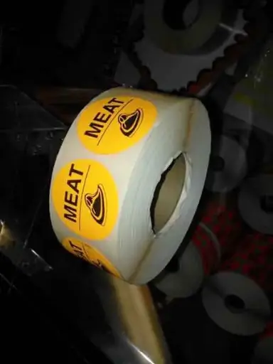 [658] " MEAT" Printed Round Sticker Label