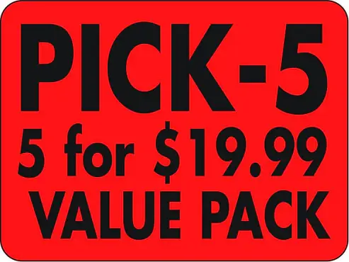 [692] "PICK 5 FOR $19.99" sticker