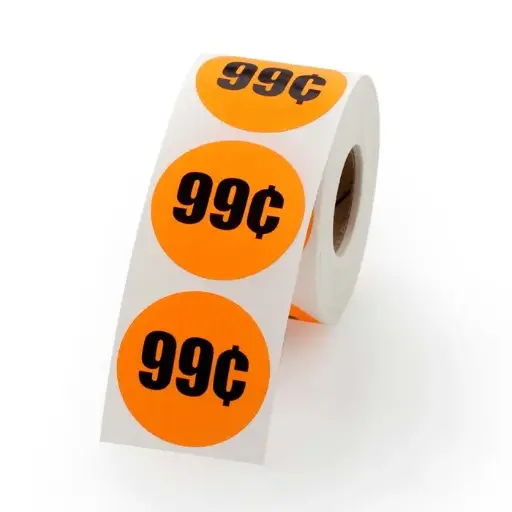 [664] $0.99 Round Label Sticker - Red