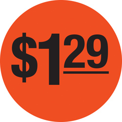 [6431] $1.29 Round Label Sticker - Red