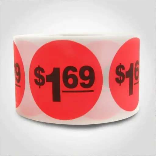[6432] $1.69 Round Label Sticker - Red