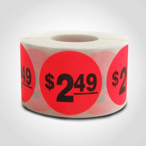 [3207] $2.49 Round Label Sticker - Red