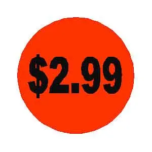 [3784] $2.99 Round Label Sticker - Red