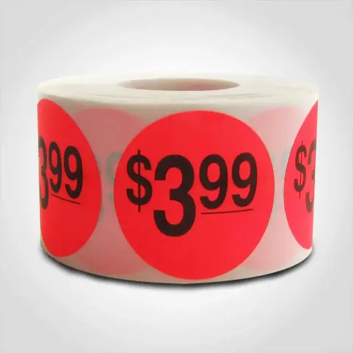 [6379] $3.99 Round Label Sticker - Red