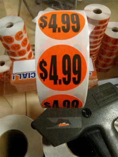 [6380] $4.99 Round Label Sticker - Red