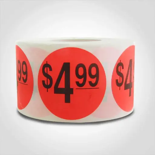[6380] $4.99 Round Label Sticker - Red