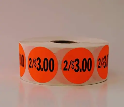 [6434] 2 / $3.00 Round Label Sticker - Red