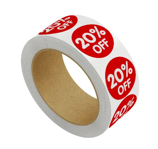 [2471] 20% OFF Round Label Sticker - Red