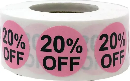 [2560] 20% Round Label Sticker - Red