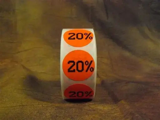 [2560] 20% Round Label Sticker - Red