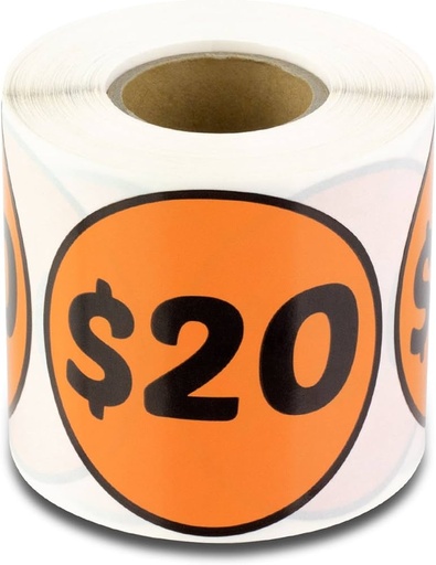 [2560] 20% Round Label Sticker - Red